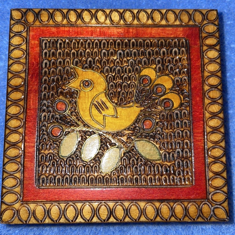 Vintage 1950’s Hand Carved Wood Bird Design Trinket Box. - Picture 4 of 8